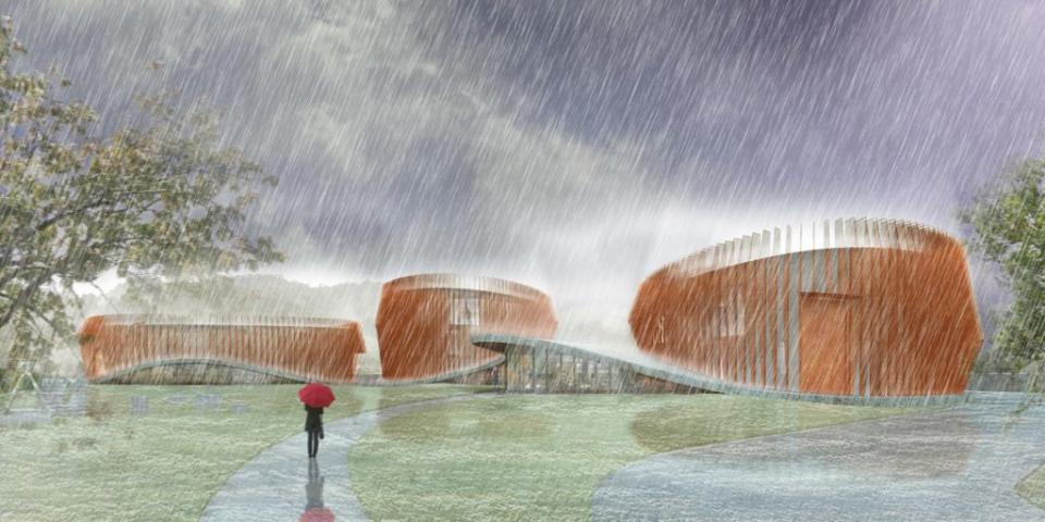 A conceptual rendering of the Taipei Weather Station project designed to interact with the weather conditions.（台北氣象站概念圖，設計能夠與大自然多樣的氣候狀況互動。）