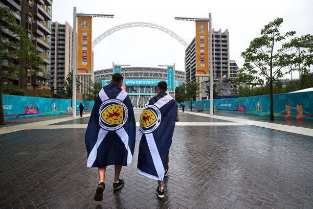 Scotland fans on Wembley Way