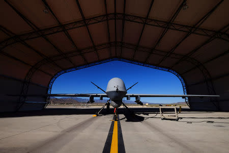 A U.S. Air Force MQ-9 Reaper drone sits in a hanger at Creech Air Force Base May 19, 2016. The base in Nevada is the hub for the military’s unmanned aircraft operations in the United States. Picture taken May 19, 2016. REUTERS/Josh Smith