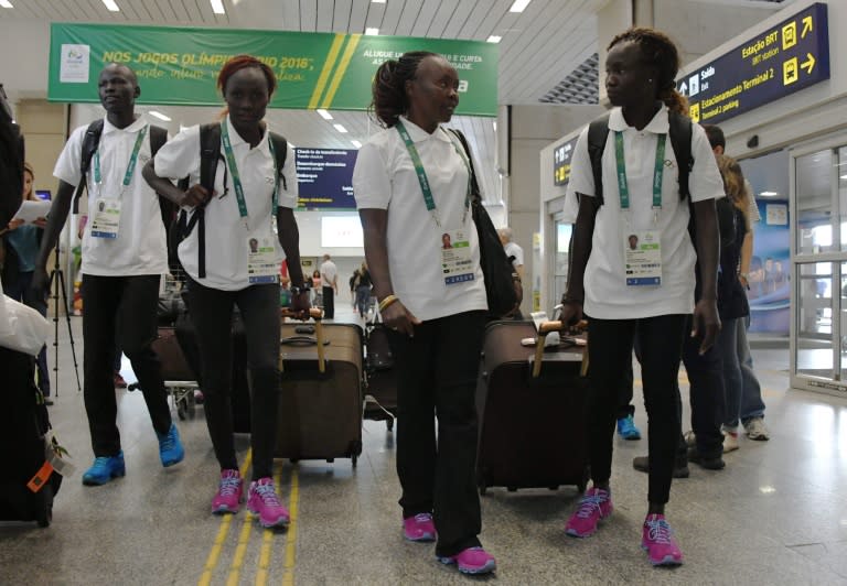 South Sudanese refugees living in Kenya arrive at the International Airport Antonio Carlos Jobim airport in Rio de Janeiro, Brazil on July 29, 2016