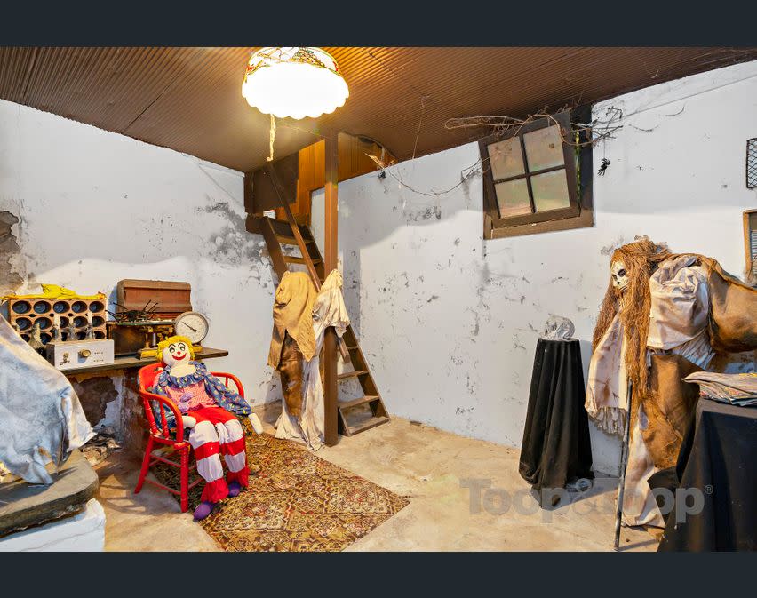 Odd dolls and decorations in the cellar of the Adelaide house for sale. (Image: realestate.com.au/Toop &amp; Toop)