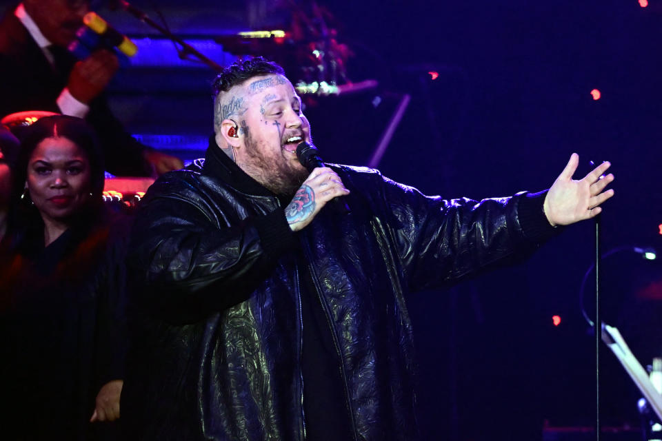 US rapper Jelly Roll performs onstage during the Recording Academy and Clive Davis' Salute To Industry Icons pre-Grammy gala at the Beverly Hilton hotel in Beverly Hills, California on February 3, 2024. (Photo by Frederic J. Brown / AFP)