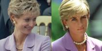 <p>Just a few months before her tragic death, Princess Diana made a stop in Washington D.C. to work with the American Red Cross. She arrived in this lilac suit with pearl accessories—an outfit season 5 imitates in a seriously impressive way.</p>