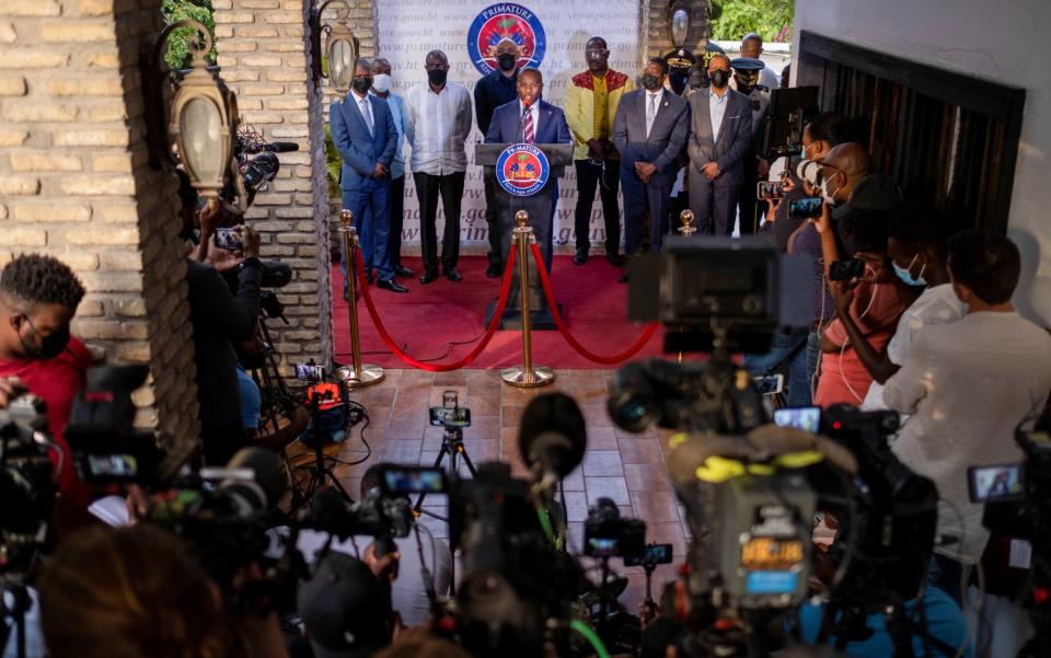 Prime Minister Claude Joseph speaks during a news conference following the assassination of President Jovenel Moise - REUTERS/Ricardo Arduengo