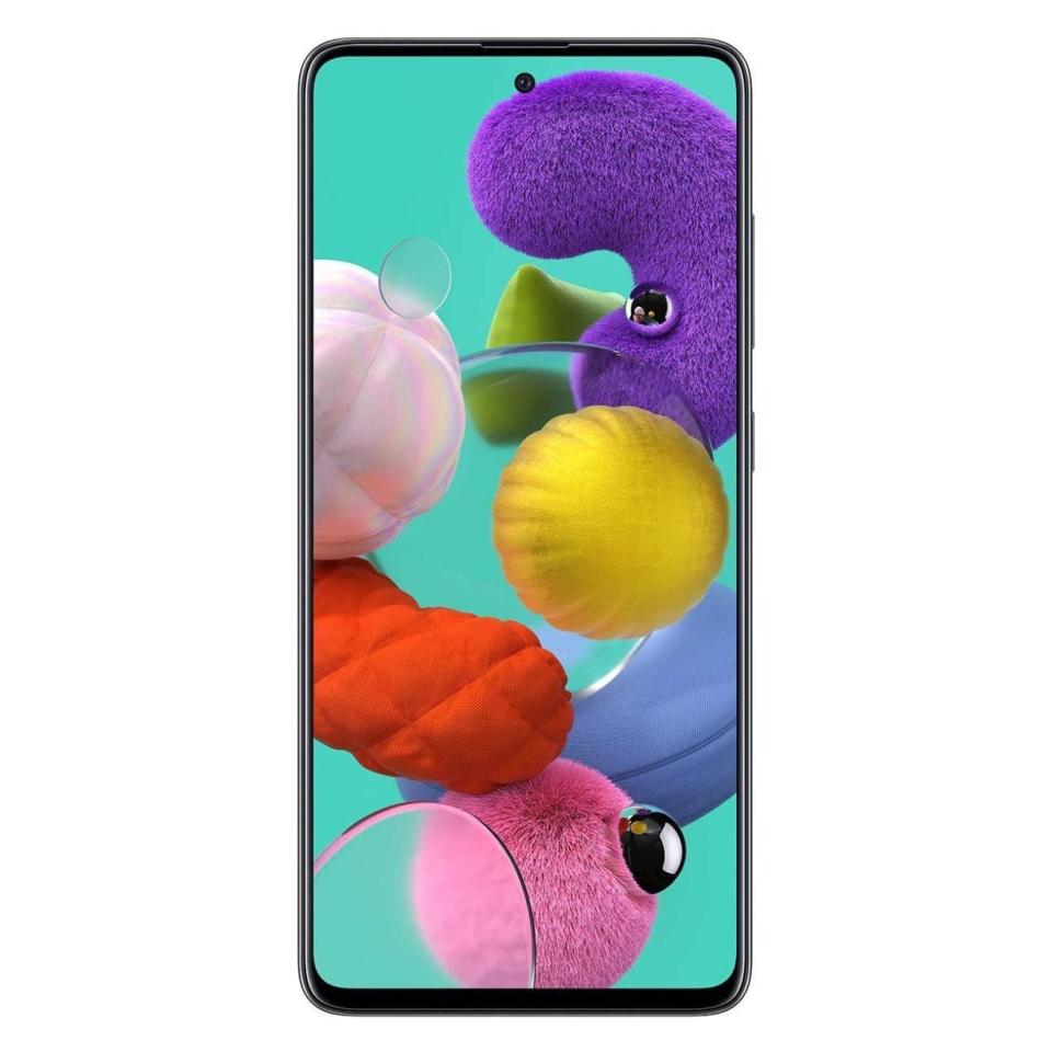 <p><strong>Samsung</strong></p><p>amazon.com</p><p><strong>$399.99</strong></p><p><a href="https://www.amazon.com/dp/B086FKHTLZ?tag=syn-yahoo-20&ascsubtag=%5Bartid%7C10060.g.35226246%5Bsrc%7Cyahoo-us" rel="nofollow noopener" target="_blank" data-ylk="slk:Shop Now;elm:context_link;itc:0;sec:content-canvas" class="link ">Shop Now</a></p><p>Priced below $400, the Galaxy A51 has a large and vibrant Super AMOLED display with a fingerprint sensor underneath, a powerful chipset, impressive front- and rear-facing cameras, and solid battery life. According to a <a href="https://www.cnet.com/reviews/galaxy-a51-review-samsung-beats-the-iphone-se-in-these-important-ways-review/" rel="nofollow noopener" target="_blank" data-ylk="slk:CNET;elm:context_link;itc:0;sec:content-canvas" class="link ">CNET</a> editor, “the A51 is a convincing effort that proves Samsung can make a good midprice phone that's worth buying.”</p><p>I only wish that it had a more powerful chipset, a waterproof build, as well as built-in stereo speakers. A <a href="https://www.pcmag.com/reviews/samsung-galaxy-a51" rel="nofollow noopener" target="_blank" data-ylk="slk:PCMag;elm:context_link;itc:0;sec:content-canvas" class="link "><em>PCMag</em></a> review editor rightfully concluded that the big phone “has a gorgeous display, good cameras, and a battery that will easily get you through the day, but it can use a boost in the processor department.”</p><p>But Samsung has equipped the phone with a fun quadruple camera — an impressive feat for a device in this price range. It includes a 48MP sensor, a 12MP one with an ultra wide lens, a 5MP snapper for capturing closeup shots, and a 5MP unit that’s tasked with gathering data to enhance your photos. The selfie camera packs a sensor with impressively high resolution as well.</p><p>I really like that the Galaxy A51 has a standard audio jack, as well as a bundled fast charger. A <a href="https://www.amazon.com/dp/B08DHPBD4H?tag=syn-yahoo-20&ascsubtag=%5Bartid%7C10060.g.35226246%5Bsrc%7Cyahoo-us" rel="nofollow noopener" target="_blank" data-ylk="slk:5G-capable variant of the device;elm:context_link;itc:0;sec:content-canvas" class="link ">5G-capable variant of the device</a> is also available for about $100 more. </p><p><strong>Chipset:</strong> Exynos 9611<br><strong>Display:</strong> 6.5-inch FHD+ Super AMOLED display<br><strong>Camera:</strong> 48MP main, 12MP ultra wide, 5MP macro, 5MP depth field sensor, 32MP selfie camera<br><strong>Memory:</strong> 4GB of RAM, 128GB of expandable storage<br><strong>Battery:</strong> 4.000 mAh with fast wired charging<br><strong>Other:</strong> Standard audio jack</p>