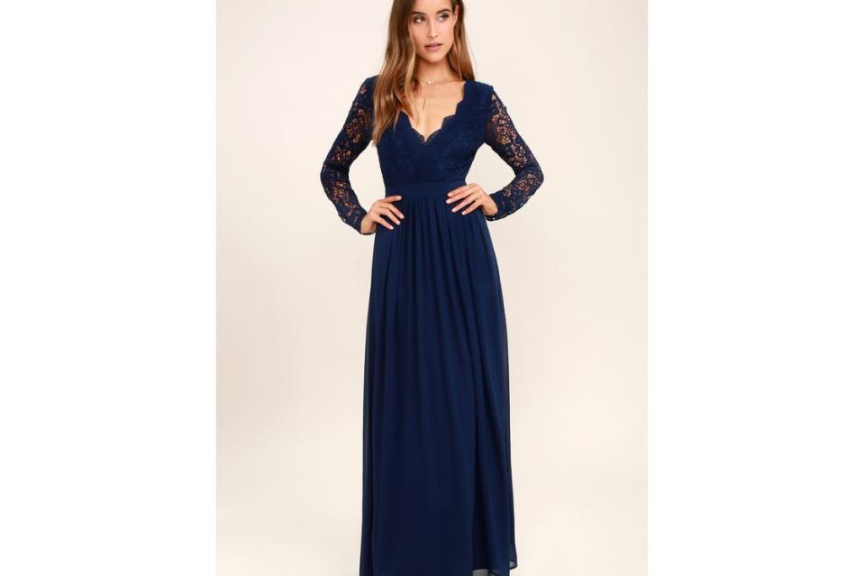 Lulus Long Sleeve Lace Maxi Dress