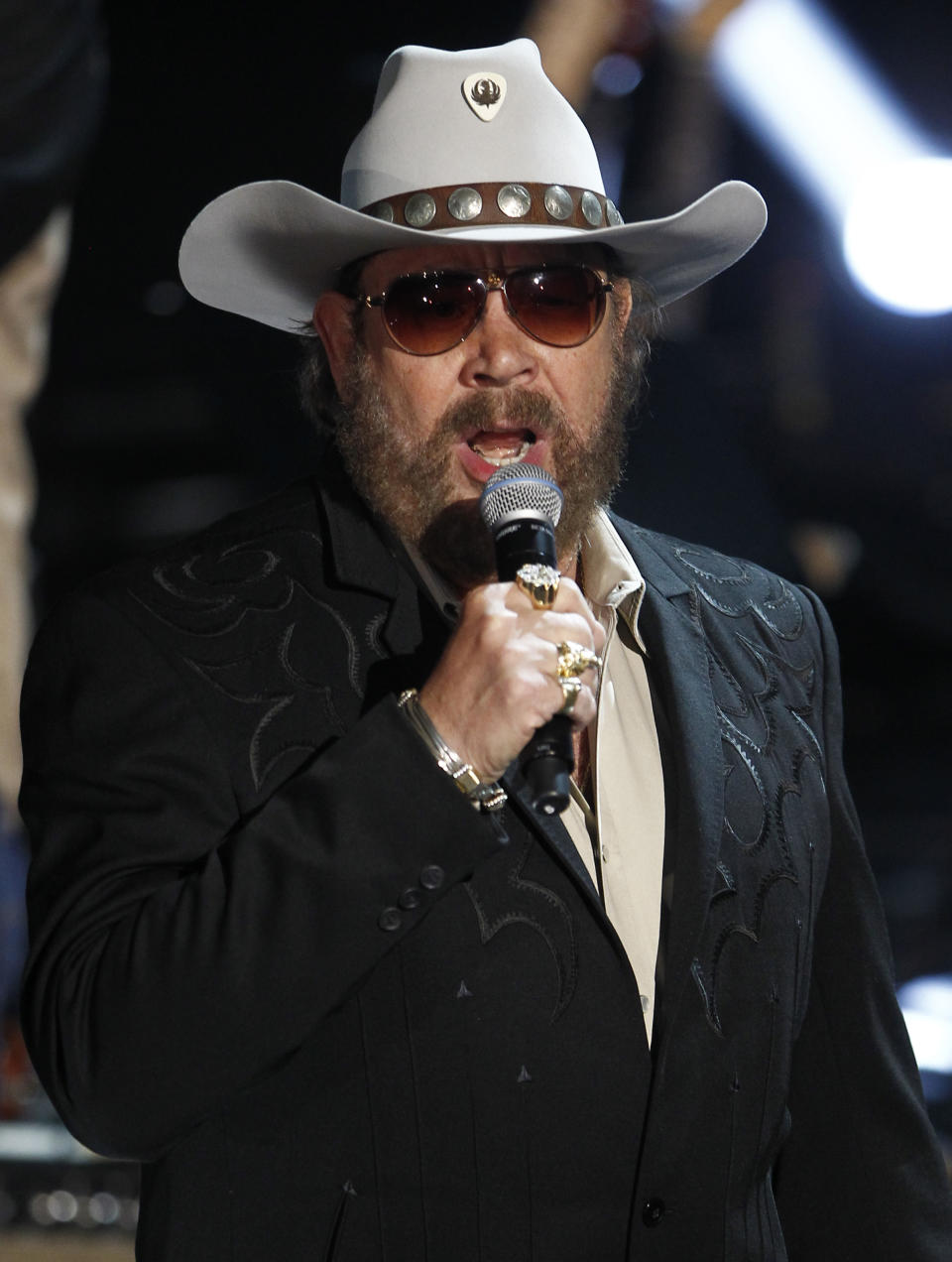 FILE - This May 12, 2011 file photo shows singer Hank Williams Jr. performs during the CMT Disaster Relief Concert in Nashville, Tenn. Williams latest album, "Old School, New Rules," will be released on Tuesday, July 10, 2012. The 12-song record features guest appearances from Merle Haggard and Brad Paisley. (AP Photo/Wade Payne, file)