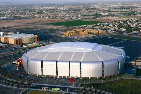 An overview of the University of Phoenix Stadium Stadium the home of the Arizona Cardinals NFL team is shown in this photo courtesy of City of Glendale. Over the last decade or so, this city of 230,000 on Phoenix's northwest border, has reinvented itself from farm town to sports Mecca. REUTERS/City of Glendale/Handout