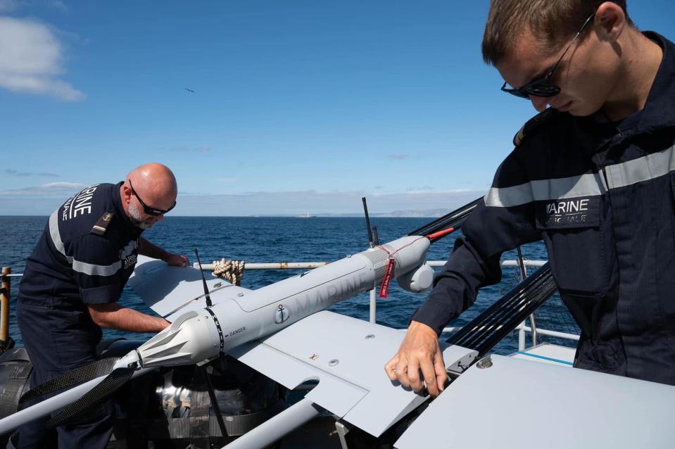 French navy sailors unmanned aerial vehicle drone
