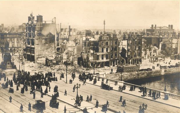 Dublin was devastated by the Sinn Féin revolt in 1916, known as the Easter Rising - Credit: Mary Evans Picture Library / Ala