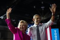 Former president Barack Obama and defeated Democratic presidential nominee Hillary Clinton, pictured in 2016, were targeted with suspected explosive devices sent to their respective homes