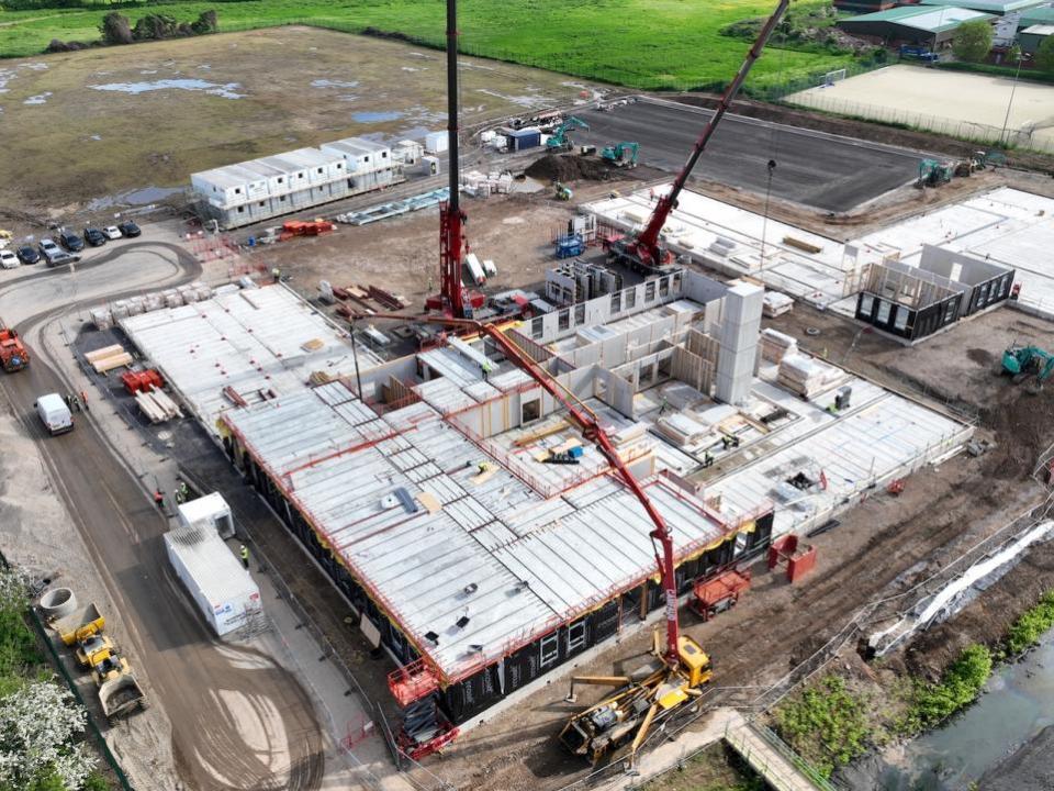 Reading Chronicle: An overhead view of work taking place to build the River Academy secondary school in Richfield Avenue, Reading.