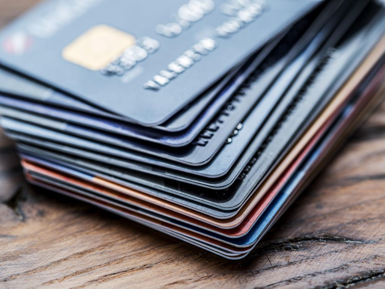 Credit cards. Financial business background.