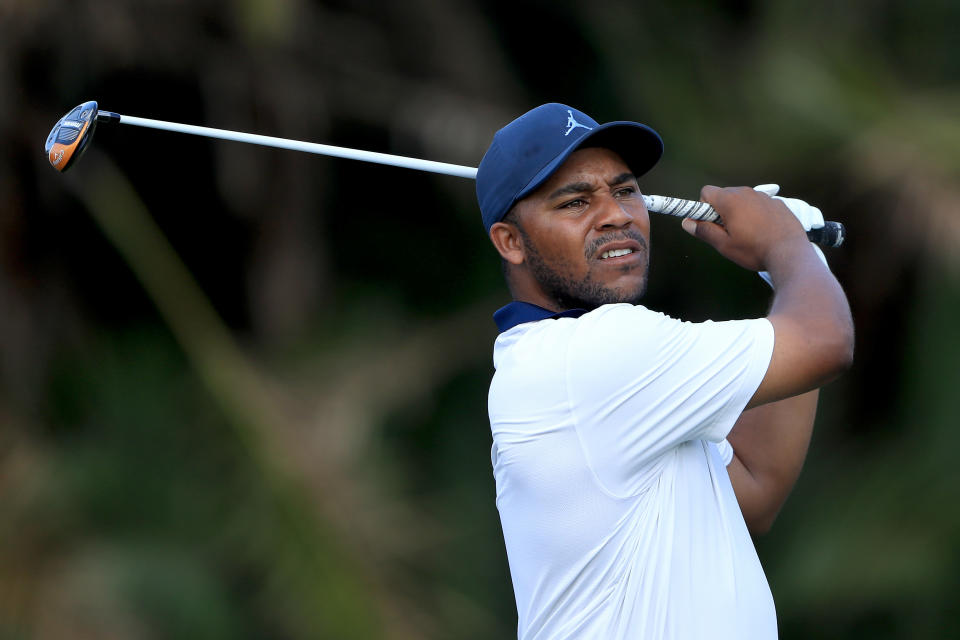 Harold Varner III plays a shot during the pro-am round for the Honda Classic at PGA National Resort and Spa Champion course on February 26, 2020, in Palm Beach Gardens, Florida.