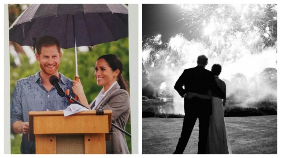 Prince Harry and Meghan sent this sweet photo for their Christmas card to members of the public, while their wedding photo was sent to friends and family. Photo: Kensington Palace/ loopycrown3/Instagram