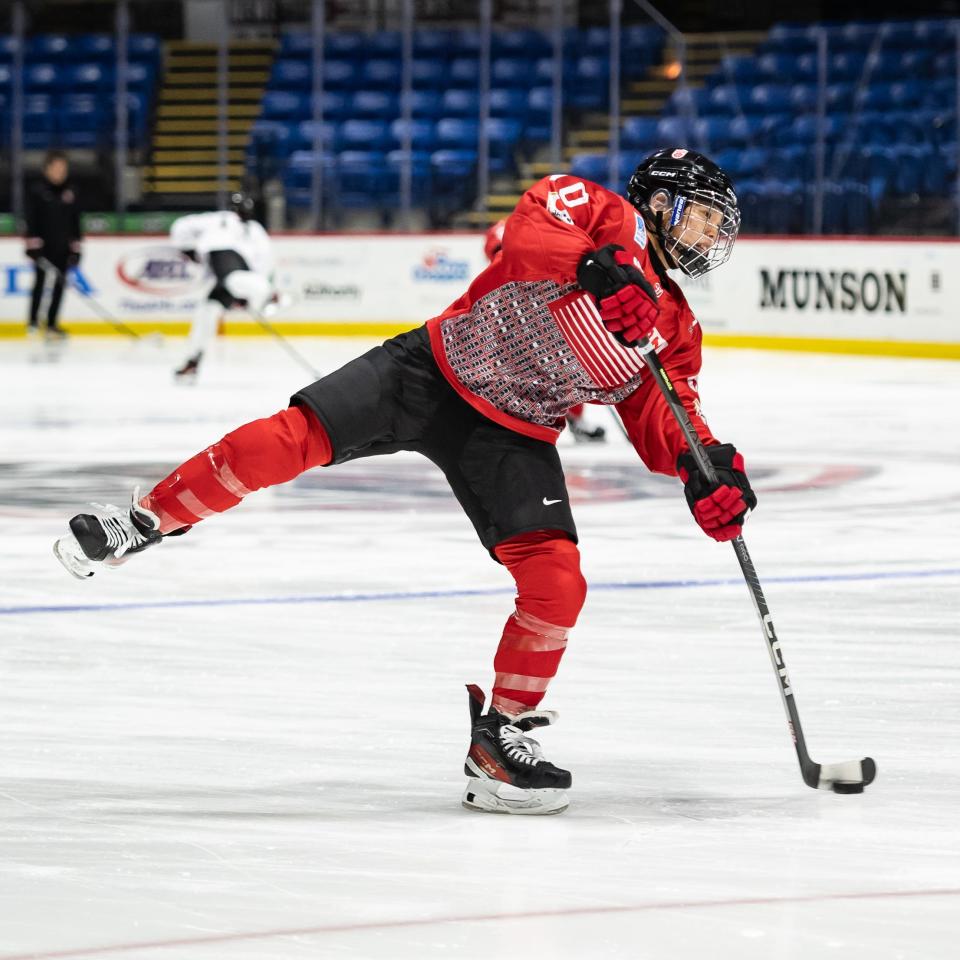 Team Japan takes to the Adirondack Bank Center ice Tuesday for practice ahead of the 2024 IIHF Women's World Championship.