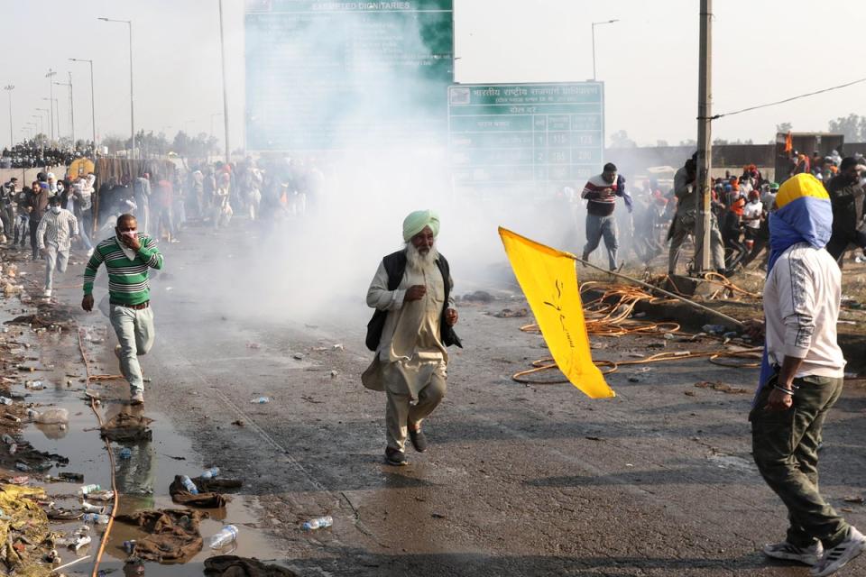 Indian farmers continue to protest at Shambhu Haryana-Punjab border point (EPA)