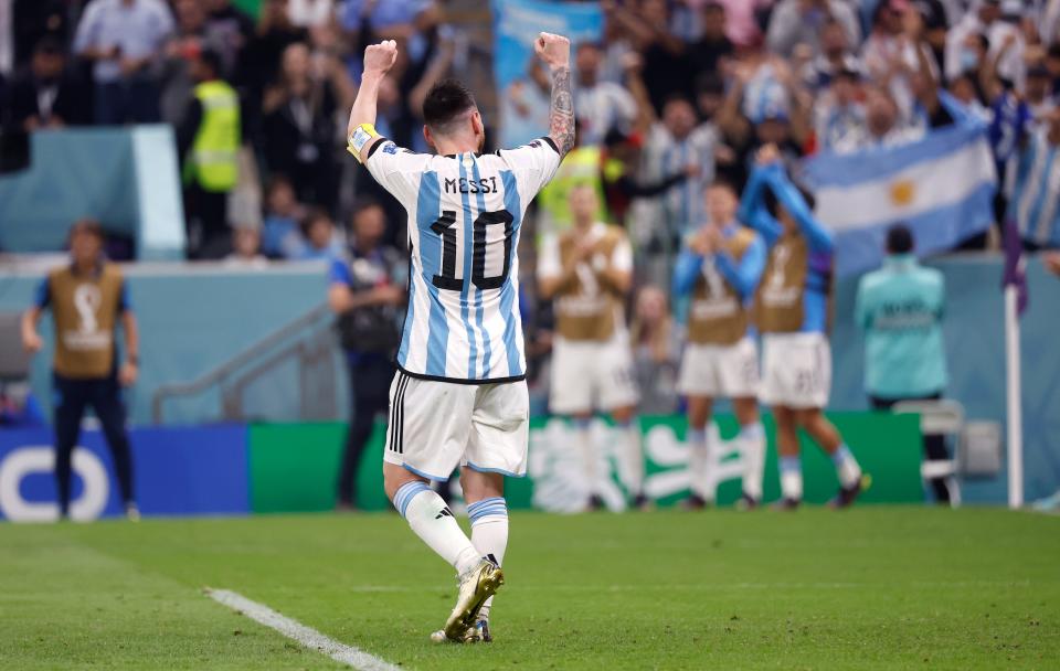 Lionel Messi scored on a penalty kick in Argentina's 3-0 win over Croatia in their 2022 World Cup semifinal.