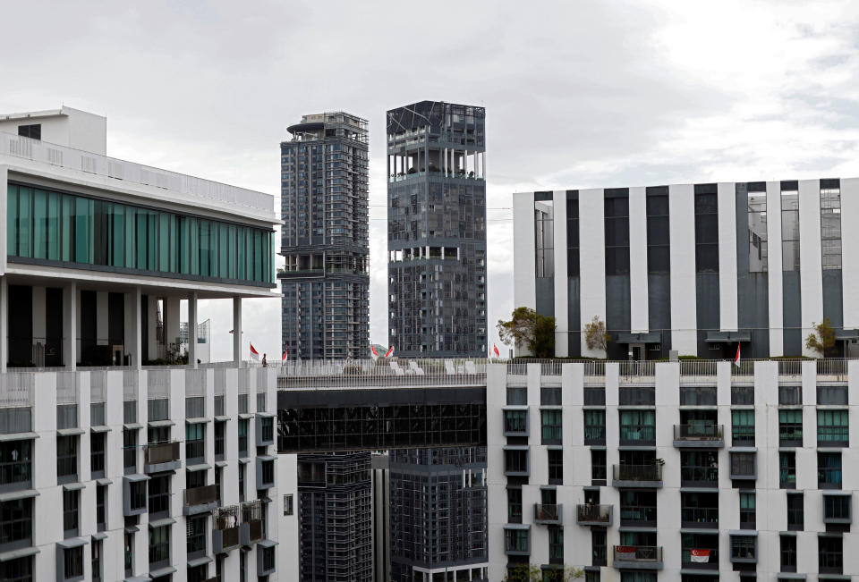 A view of the Pinnacle at Duxton public housing apartment blocks in Singapore.