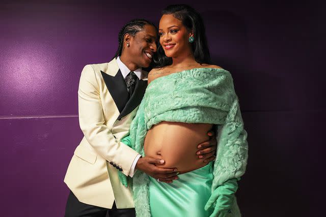 <p>Robert Gauthier/Getty</p> A$AP Rocky and Rihanna in Los Angeles in March 2023