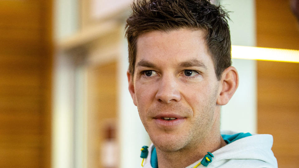 Former Test captain Tim Paine stepped down from the role days before the Ashes after a sexting scandal dating back to 2017 came to light. (Photo by PATRICK HAMILTON/AFP via Getty Images)