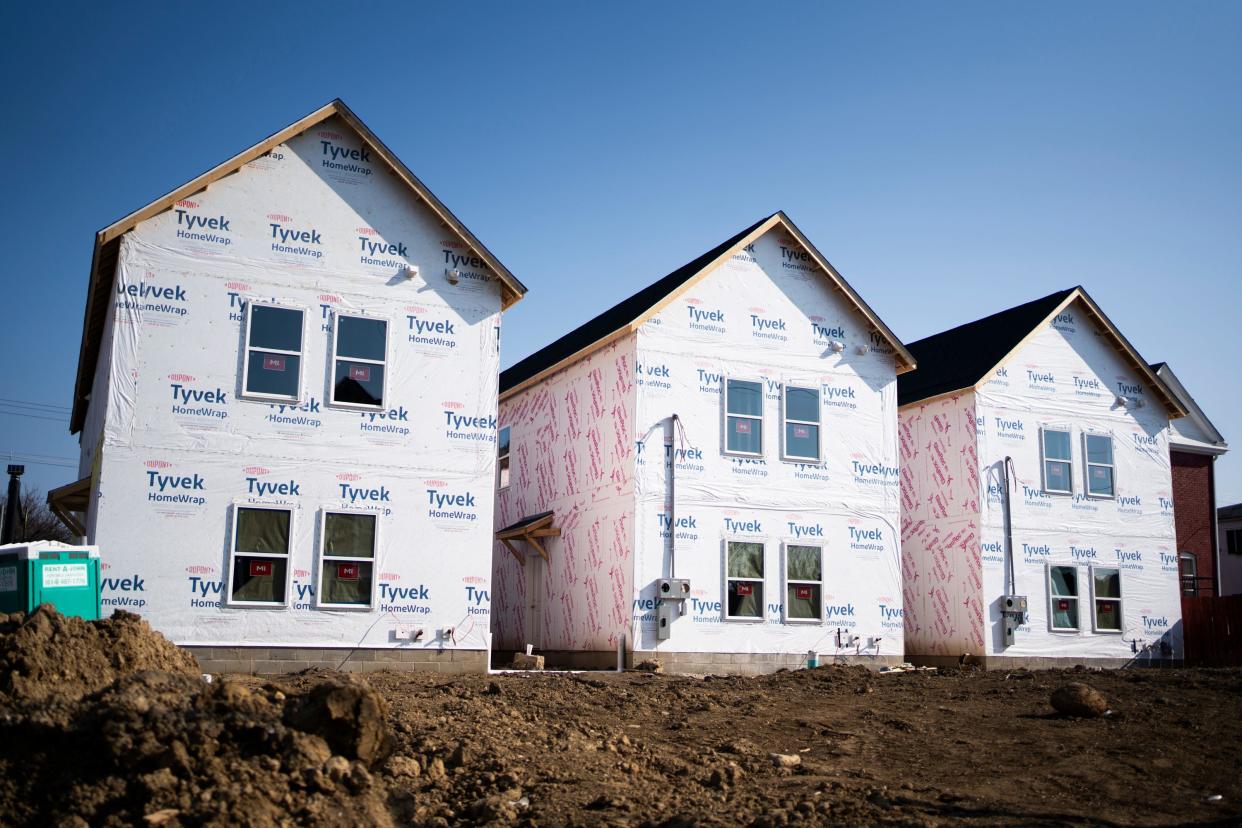 Duplexes that Wade Jordan III, an affordable housing developer, is building in the Southern Orchards neighborhood on Columbus' South Side.