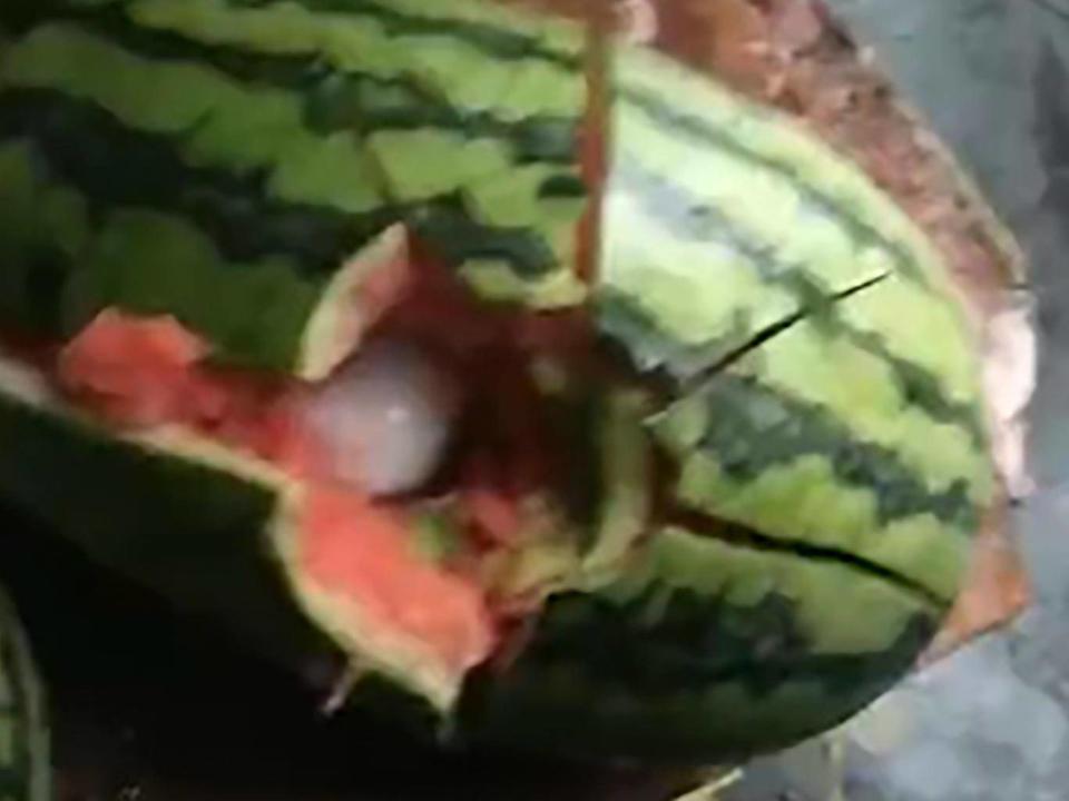 Watermelons were destroyed by hailstone impacts (Asiawire)