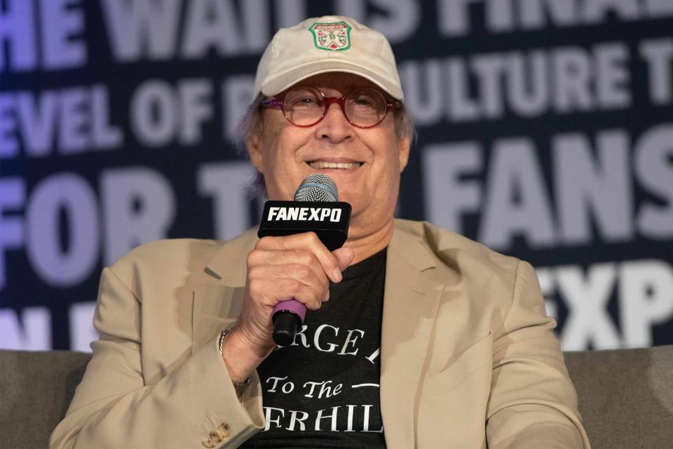 <p>Thomas Cooper/Getty Images</p>  Chevy Chase in Denver on July 1, 2023