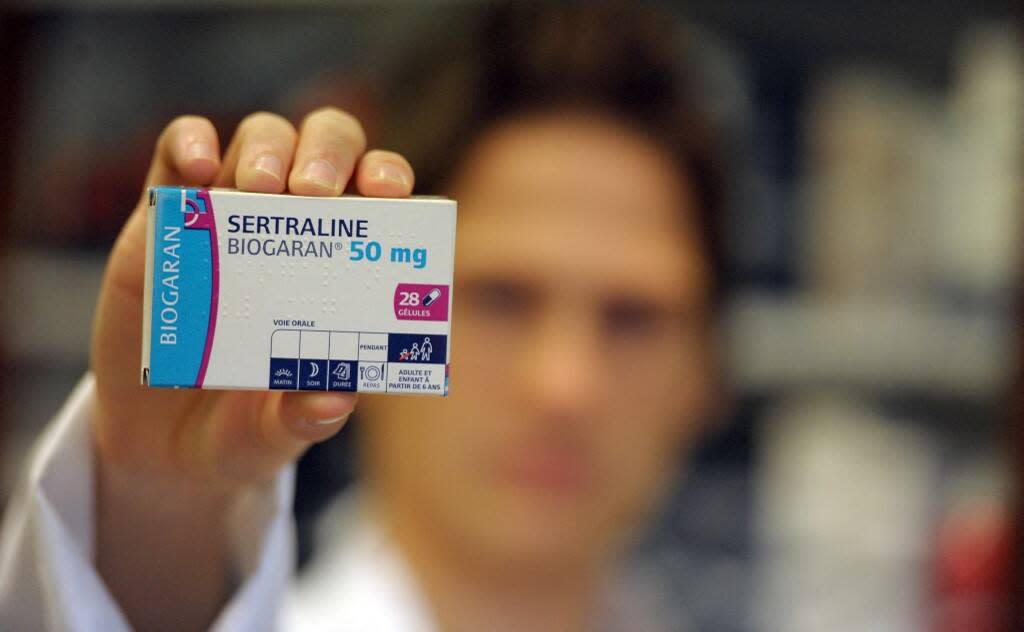 Photo d’illustration d’une boîte du médicament Sertraline 50 mg, produite par le laboratoire Biogaran.