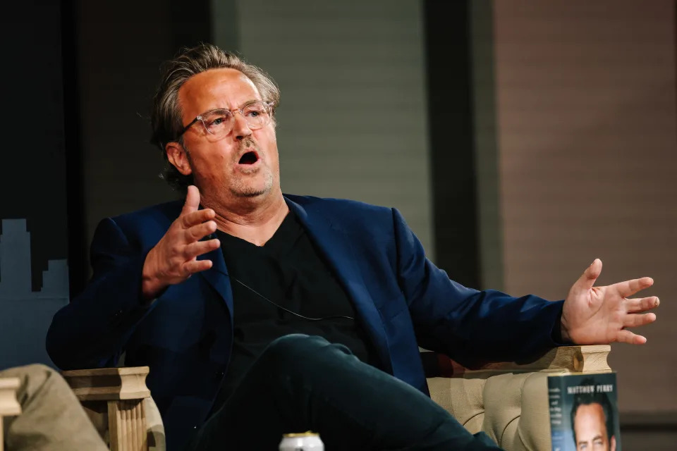 Los Angeles, CA - April 22: New York Times bestselling author Matthew Perry speaks about his book with Matt Brennan during the 28th Annual Los Angeles Times Festival of Books at the University of Southern California on Saturday, April 22, 2023 in Los Angeles, CA. (Dania Maxwell / Los Angeles Times via Getty Images).