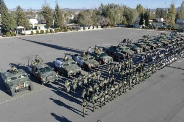 Militares y agentes de la Guardia Nacional desplegados en Zacatecas.