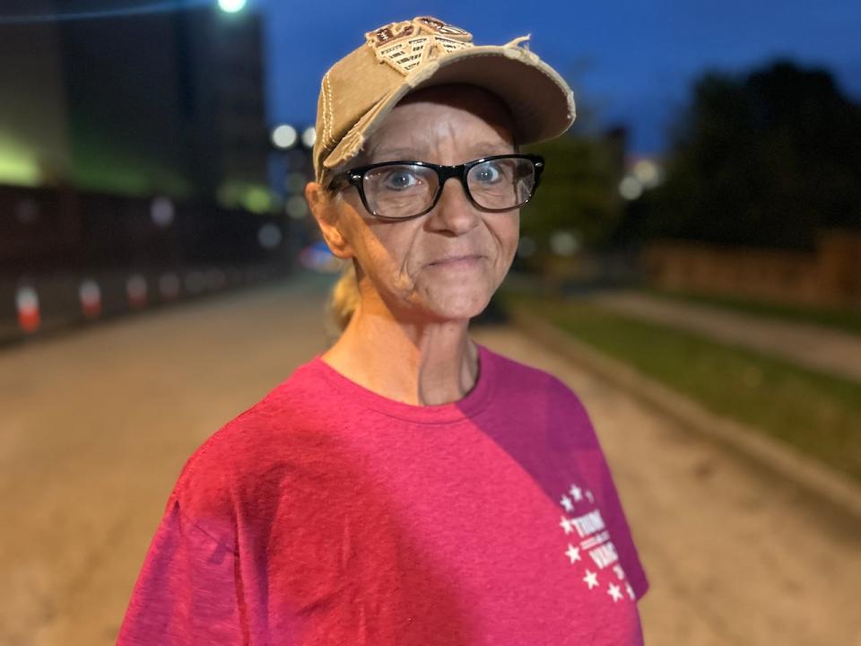 Retired combat medic Sherri Hefner, 58, didn't have any connection to the J6ers but started coming to the nightly vigil because she says many of the incarcerated are military veterans.