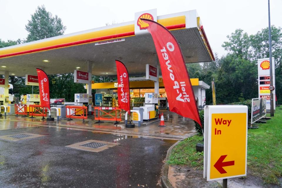 Fuel pumps are out of use at a deserted Shell petrol station forecourt in Warwick (Jacob King/PA) (PA Wire)