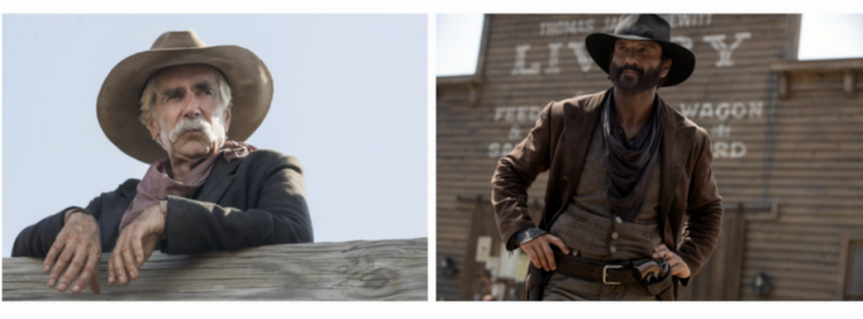 Sam Elliott and Tim McGraw in the “Yellowstone” prequel series “1883” on Paramount.