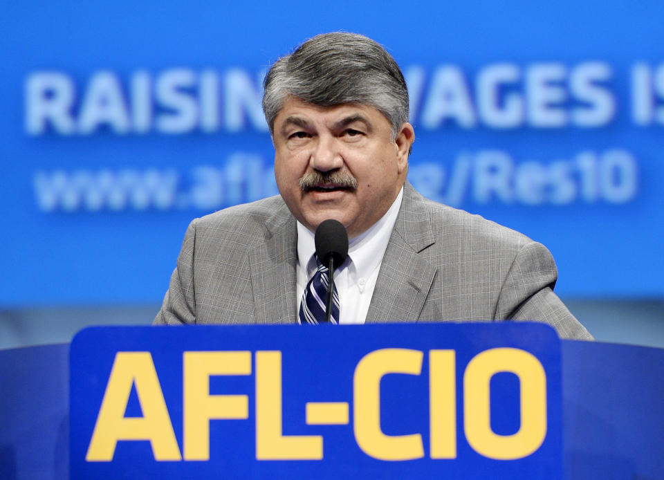 Richard Trumka, president of American Federation of Labor-Congress of Industrial Organizations (AFL-CIO), speaks during the AFL-CIO 2013 Convention in Los Angeles, California, U.S. September 10, 2013. REUTERS/Kevork Djansezian/File Photo