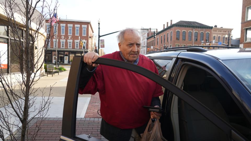 Circleville resident James Pete gets into a car Tuesday in downtown Circleville. He and many other residents of the Pickaway County community are concerned about recent decisions in city government.