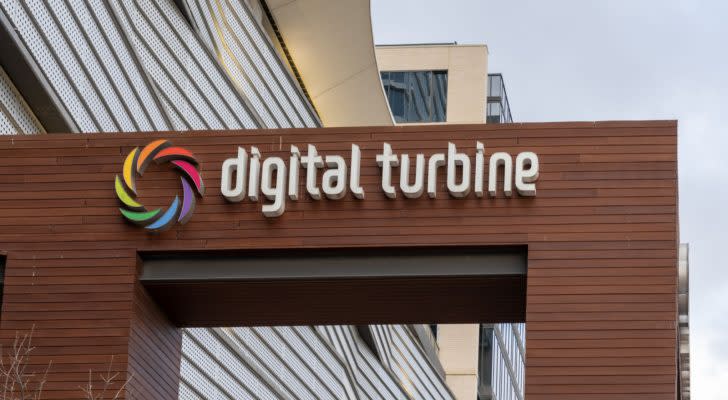 The Digital Turbine (APPS Stock) sign at the company's Austin headquarters.