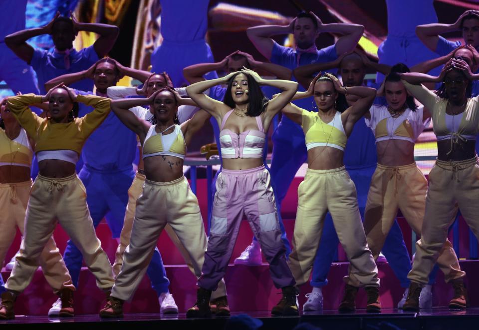 Mabel performs on stage at the Brit Awards 2020 in London, Tuesday, Feb. 18, 2020. (Photo by Joel C Ryan/Invision/AP)