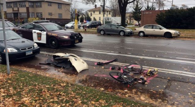 The cyclist crash scene. Source: Twitter