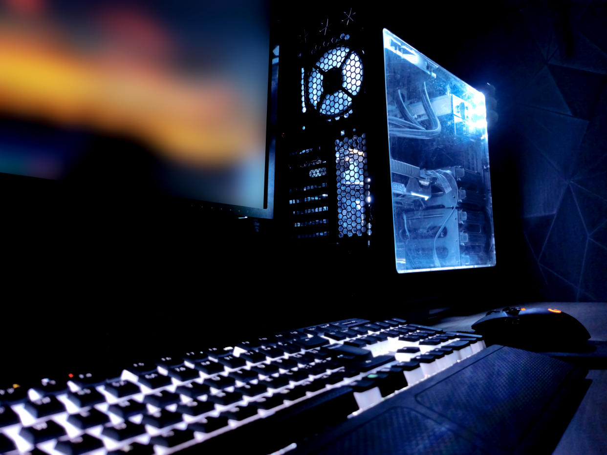 Stock image of a gaming PC with LED case (Photo: Getty Images)