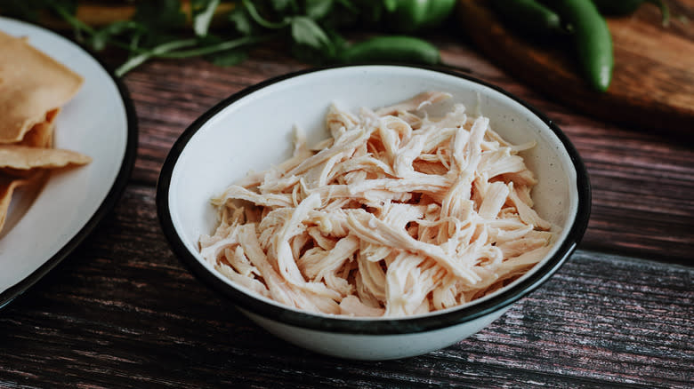 bowl of shredded chicken