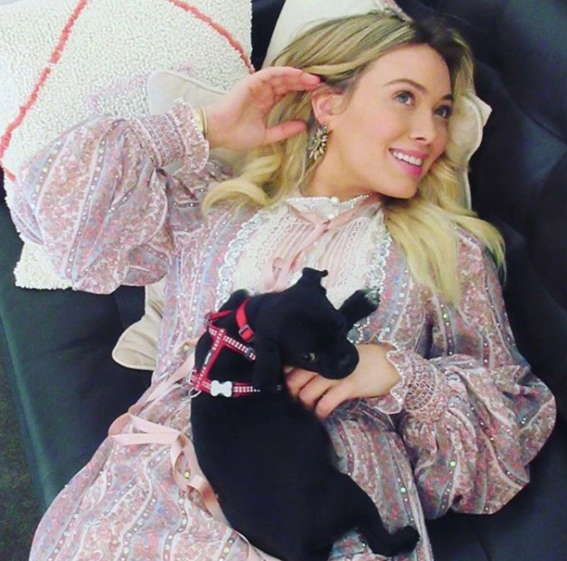 #FirstWorldProblems! Hilary Duff's new dog, Momo, won't let her pee in peace. (Photo: Hilary Duff via Instagram)