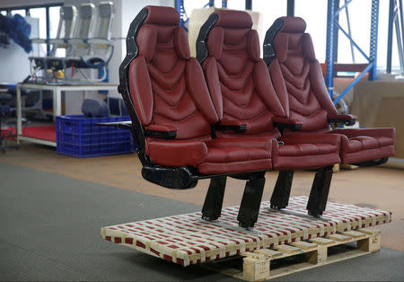 A view of Airgo's 3D printed prototype of their Orion long-haul aircraft seats at their manufacturing facility in Singapore October 7, 2016. Picture taken October 7, 2016. REUTERS/Edgar Su