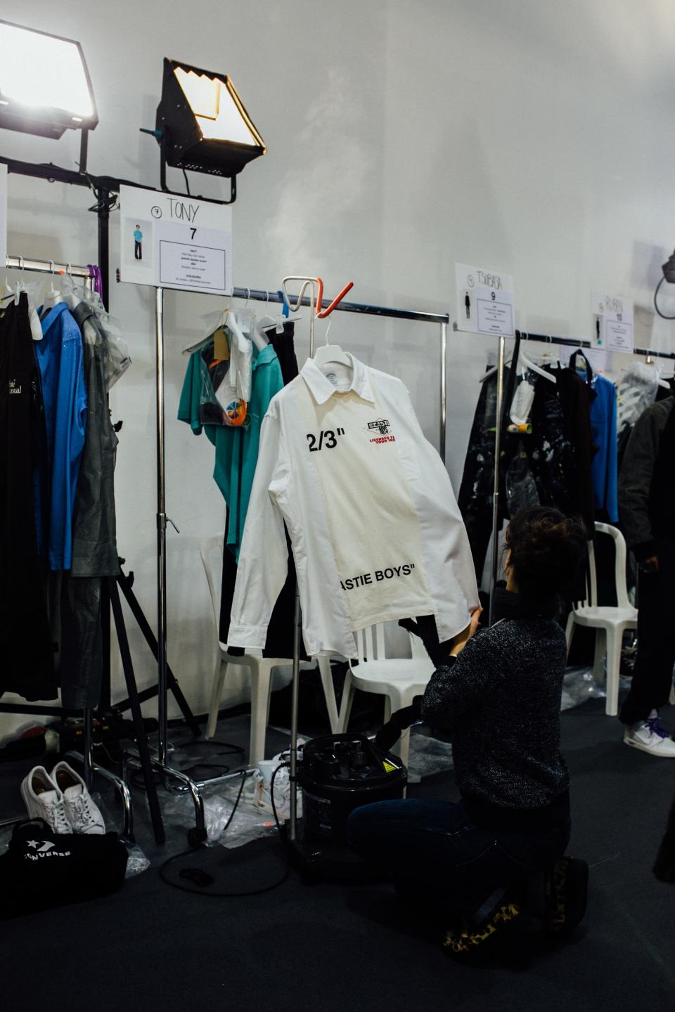Backstage before Virgil Abloh’s Off-White show