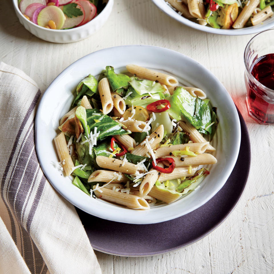 Caramelized Cabbage with Whole-Wheat Penne and Provolone