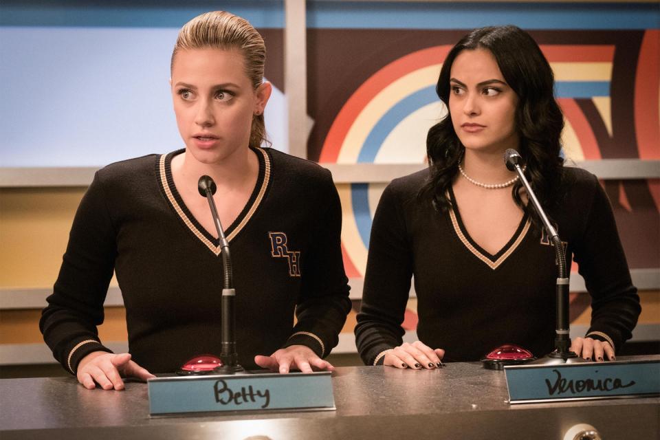 Lili Reinhart and Camila Mendes compete in a quiz show