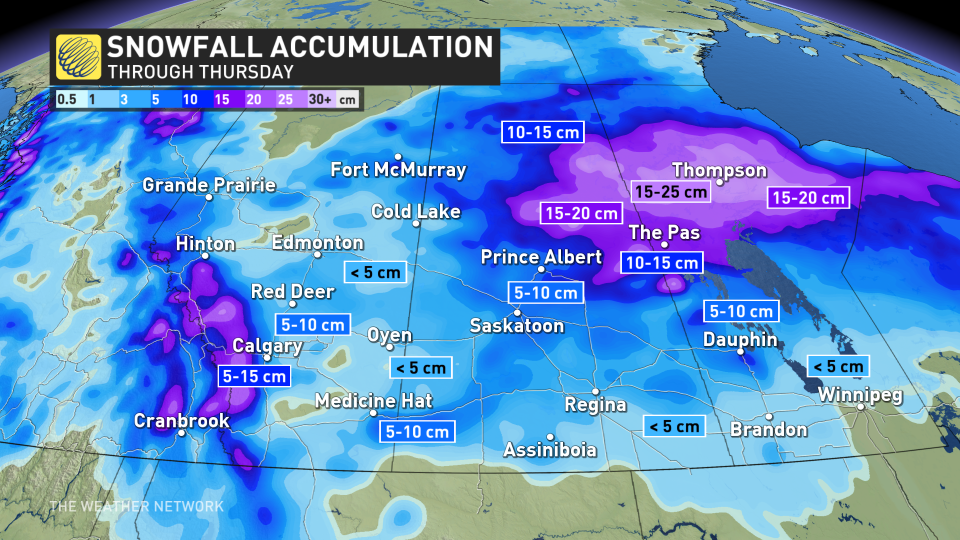 Prairies snowfall map April 15