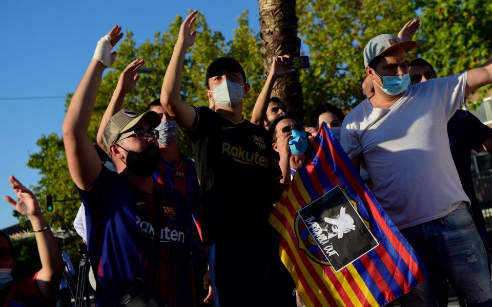 Barcelona fans protest against the club's president - AFP