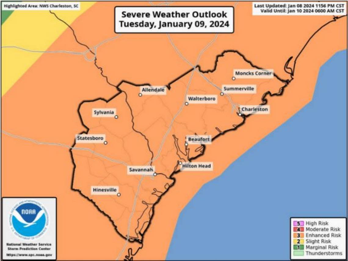 Severe weather outlook for Tuesday, Jan. 9, 2024.