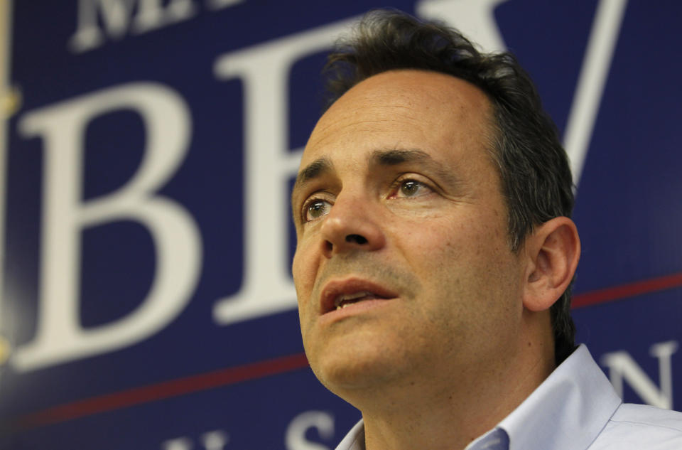 In recent months, Bevin has faced questions over his purchase of a mansion in suburban Louisville at a price significantly below its listed value. The home's previous owner was a hedge fund manager he'd appointed to the pension board.&nbsp; (Photo: John Sommers II / Reuters)